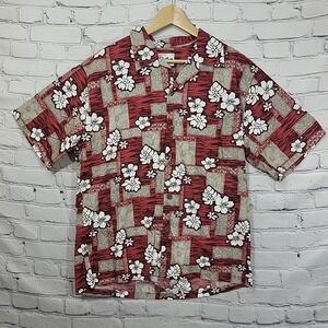 Howie Made in Hawaii Shirt Mens XL Hawaiian Red Floral See Measurements